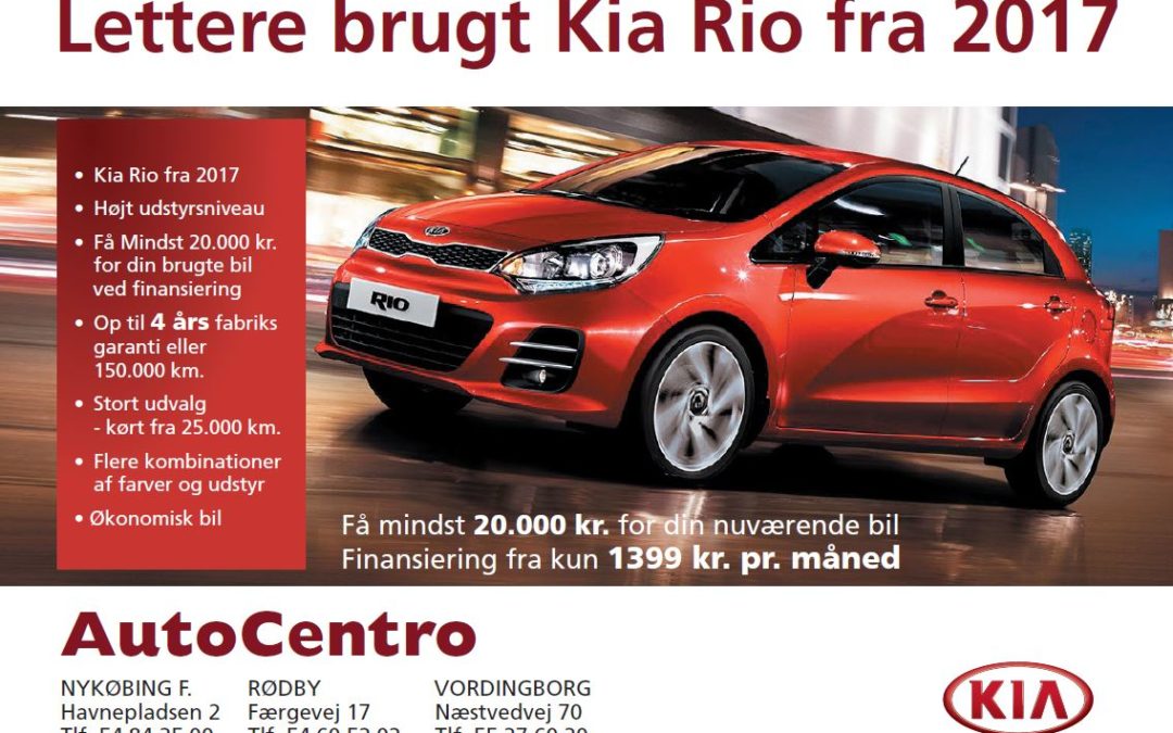 Danmarks måske bedste tilbud på lettere brugte Kia Rio hos AutoCentro